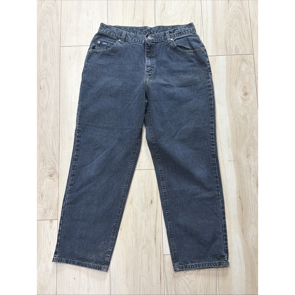 Lee Original Jeans Women's Size 14 Petite Blue Denim High Waisted Mom Jeans
